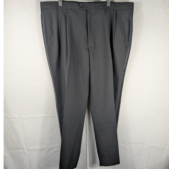 Jos A Bank 42R Executive Collection Wool Black Tuxedo Pants Satin Stripe Men - Picture 1 of 5